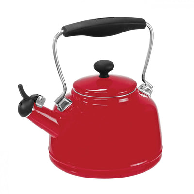 Chantal 1.7 Quart Enamel on Steel Vintage Stovetop Tea Kettle Pot, Red (2 Pack)