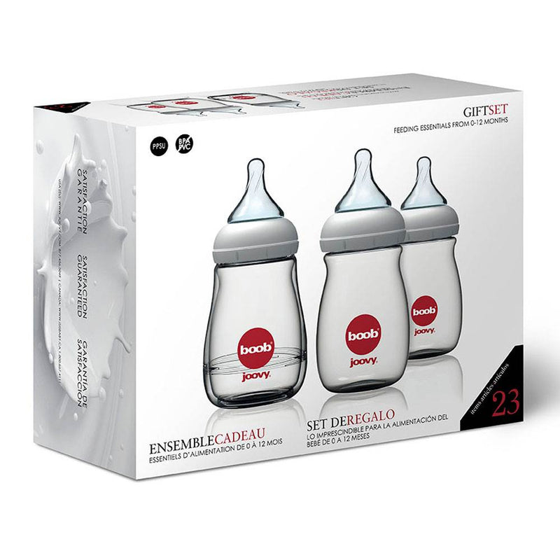 Joovy Boob Baby Bottle PPSU Gift Set with Nipples and 2 Pump Adapters (3 Pack)