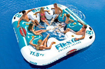 Sportsstuff Fiesta Private Island 8-Person Floating Lake Raft w/ Cooler (2 Pack)
