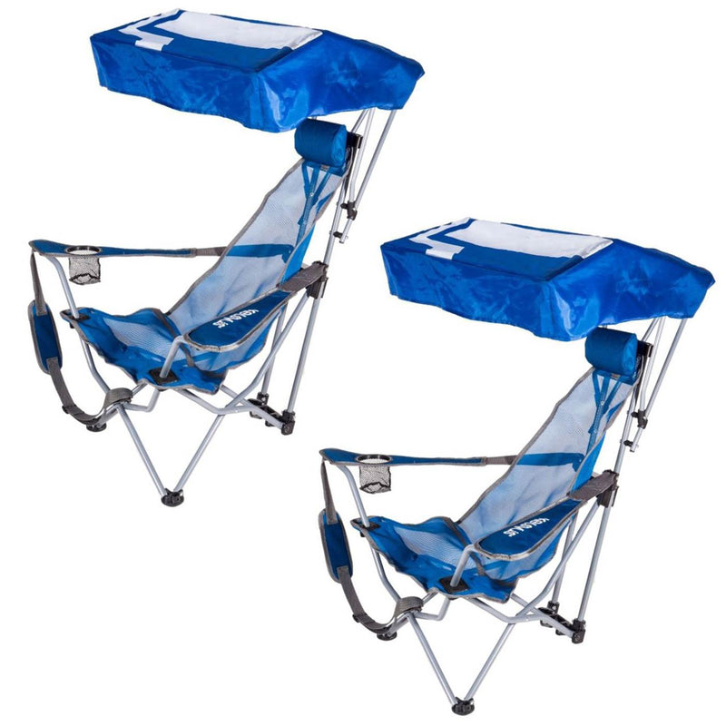 Kelsyus Backpack Beach Portable Camping Folding Lawn Chair with Canopy (2 Pack)