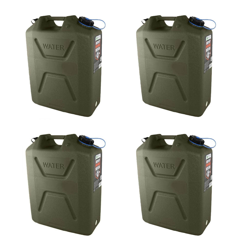 Wavian USA 5 Gal Plastic Water Jug Can Container w/ Pour Spout, Green (4 Pack)