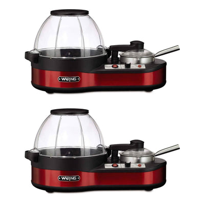 Waring 20 Cup Electric Popcorn Maker with Melting Station Parts, Red (2 Pack)