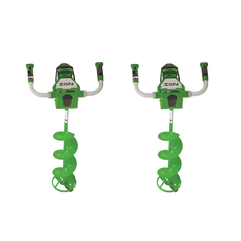 ION 8" Lithium Ion Electric Ice Fishing Auger with Reverse & Battery (2 Pack)