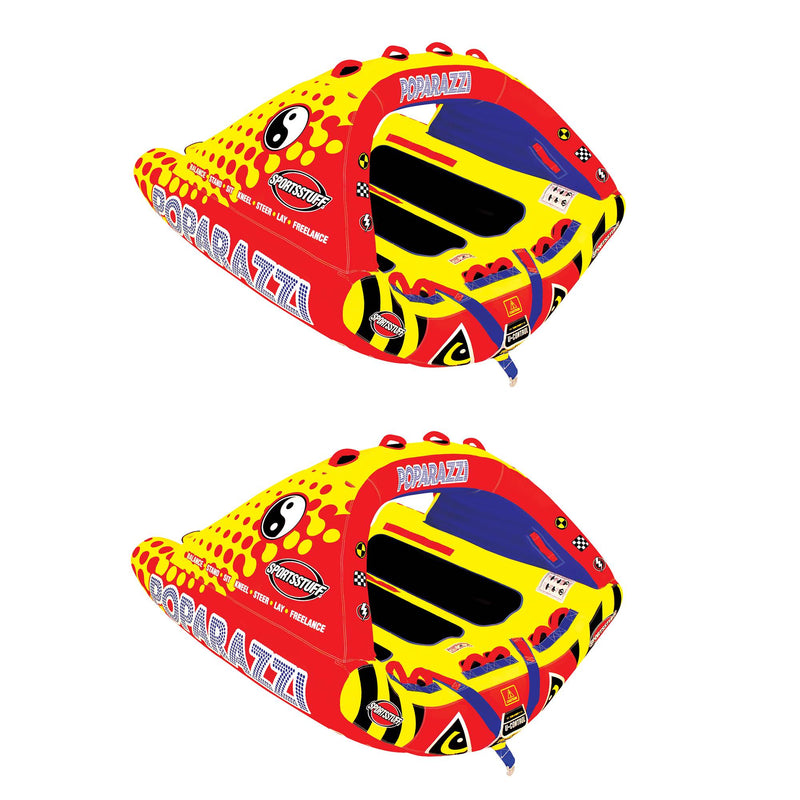 SPORTSSTUFF Poparazzi Triple Rider Inflatable Towable Boat Water Tube (2 Pack)