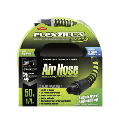 Flexzilla Heavy Duty Lightweight Fittings Pro Air Hose, 1/4 In x 50 Ft (2 Pack)