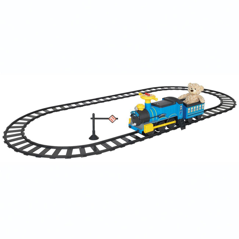 Rollplay 6V Toddler Ride On Toy Imaginarium Steam Engine Train with Track, Blue