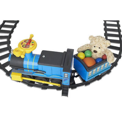 Rollplay 6V Toddler Ride On Toy Imaginarium Steam Engine Train with Track, Blue