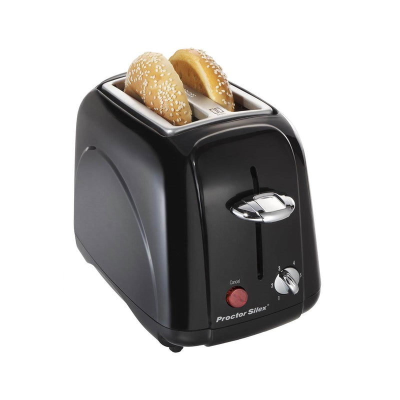 Proctor Silex 2 Slice Countertop Toaster w/ Slide Out Crumb Tray, Black (2 Pack)