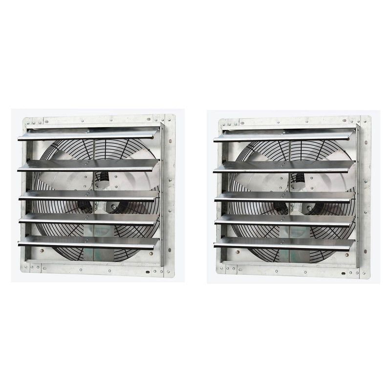 iLiving 18 Inch Variable Speed Wall Mounted Steel Shutter Exhaust Fan (2 Pack)