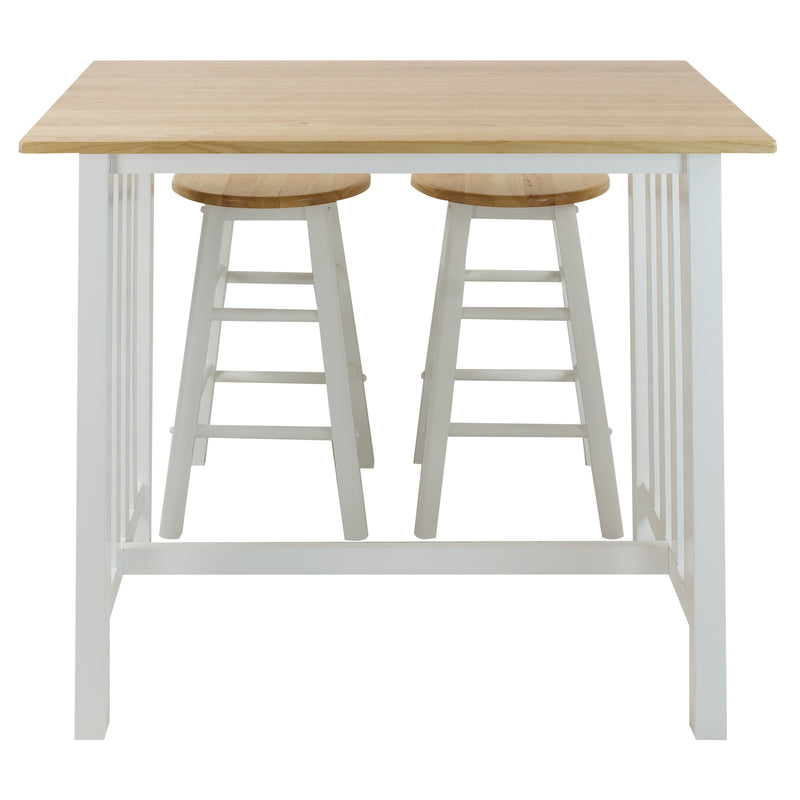 Casual Home 3 Piece Pub Style Kitchen Counter-Height Table Set, White