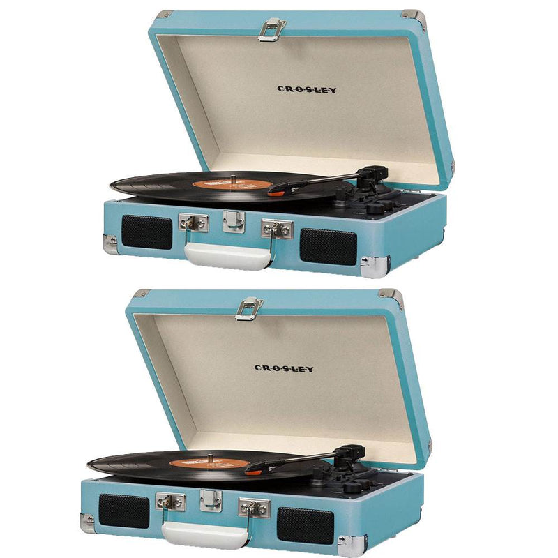 Crosley Cruiser Deluxe Bluetooth Record Player Turntable, Turquoise (2 Pack)