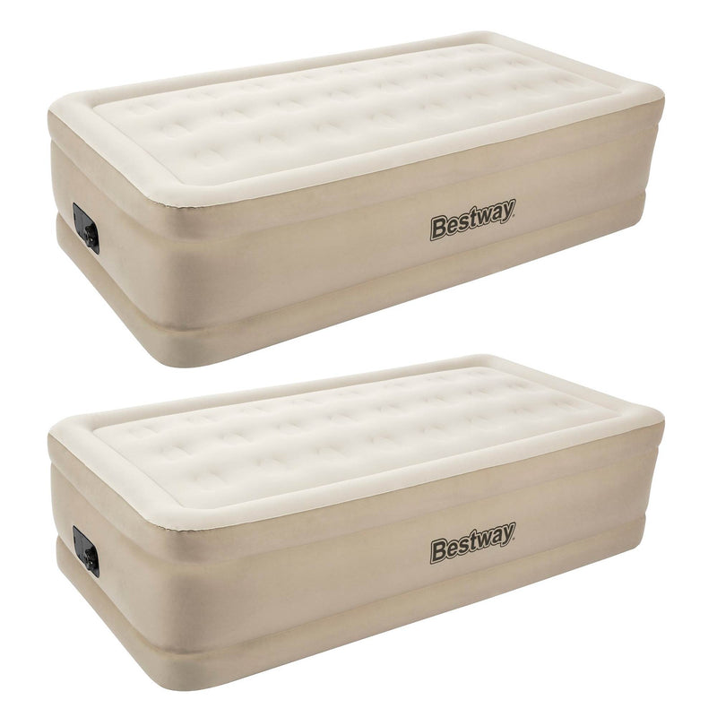 Bestway Fortech 20" Inflatable Twin Airbed Air Mattress & Built-In Pump (2 Pack)