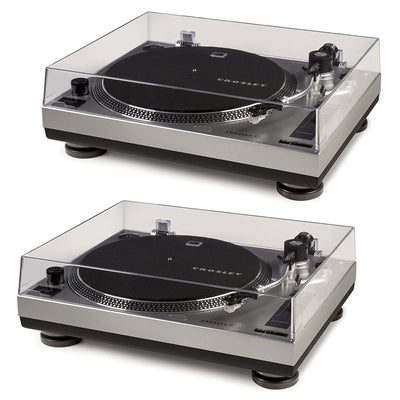 Crosley C100 2 Speed S-Shaped Built-In Preamp Record Turntable w/ Lid (2 Pack)