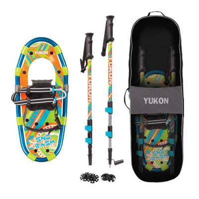 Yukon Charlie's Sno Bash Kids Hiking Aluminum Snowshoe Kit Poles & Bag (2 Pack)