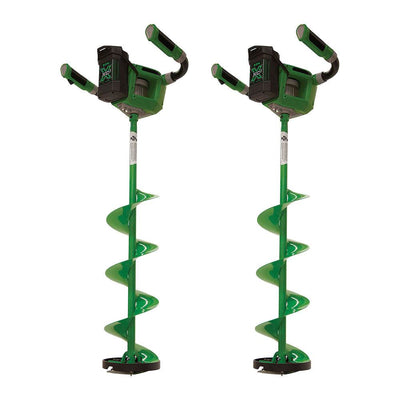 ION X 8" Lithium Ion Electric Ice Fishing Auger w/ Reverse & Battery (2 Pack)