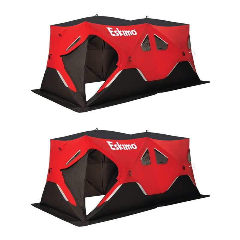 Eskimo Insulated 7-9 Person Pop Up Ice Fishing Shanty Shack Shelter Hut (2 Pack)