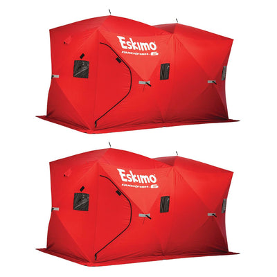 Eskimo Portable 6-Person Pop Up Ice Fishing Shanty Shack Shelter Hut (2 Pack)