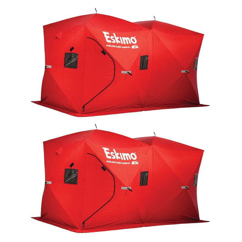 Eskimo Portable 6-Person Pop Up Ice Fishing Shanty Shack Shelter Hut (2 Pack)