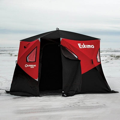 Eskimo Outbreak 450i 5 Person Portable Insulated Ice Fishing Tent House (2 Pack)