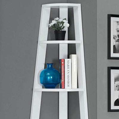 Monarch Specialties 2496 71" Chic White Corner Accent Etagere Bookcase (2 Pack)