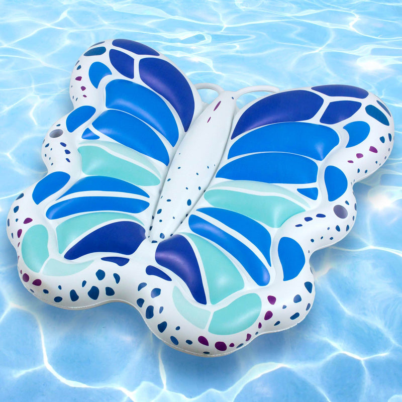 Swimline Blue Butterfly Inflatable Ride On Pool Float Island Lounger (2 Pack)