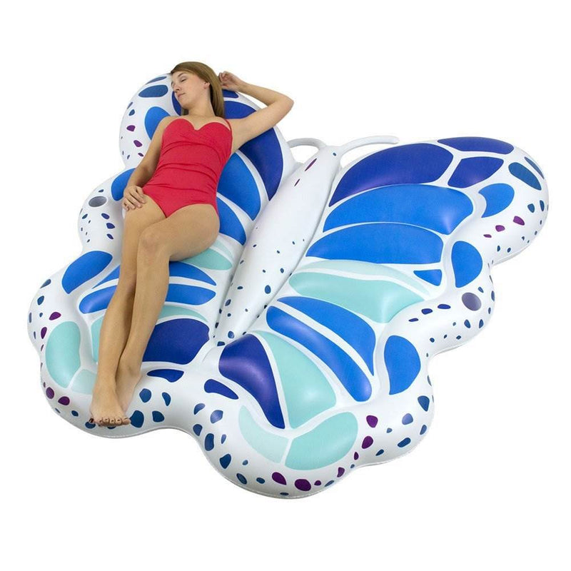Swimline Blue Butterfly Inflatable Ride On Pool Float Island Lounger (2 Pack)