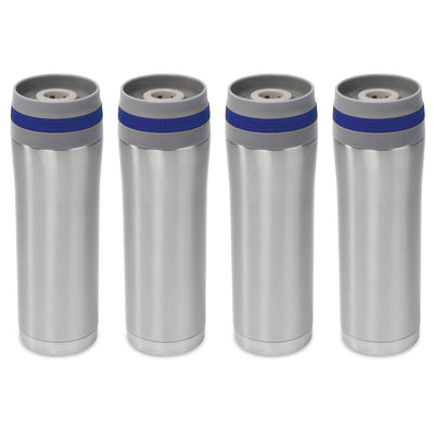 Chantal 15 Ounce Stainless Steel Insulated Beverage Travel Mug, Blue (4 Pack)