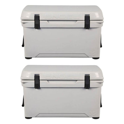 Engel 35 High Performance Durable Roto Molded Airtight Ice Cooler, Gray (2 Pack)