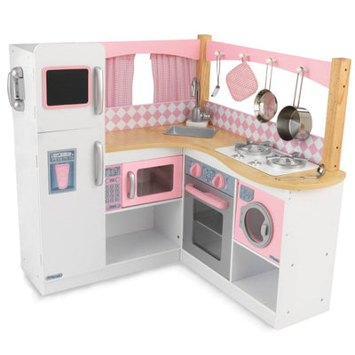 KidKraft Grand Gourmet Deluxe Corner Kitchen Kids Pretend Toy Play & Chef Set
