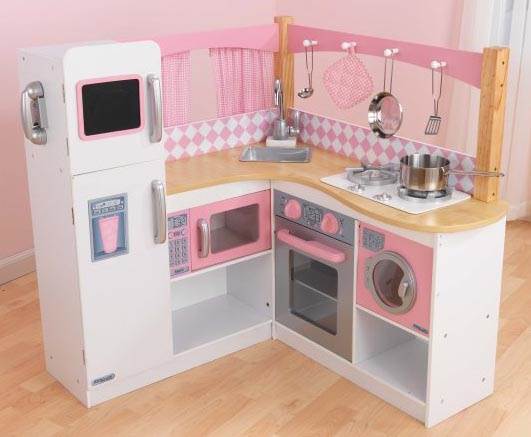 KidKraft Grand Gourmet Deluxe Corner Kitchen Kids Pretend Toy Play & Chef Set