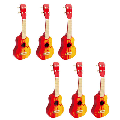 Hape 4 String Wooden Ukulele Children Kids Tuneable Musical Instrument (6 Pack)