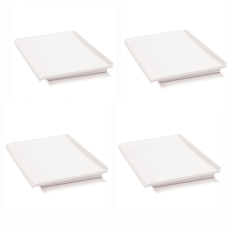 Madesmart Elevated Plastic Counter Top Dishware Draining Board, White (4 Pack)