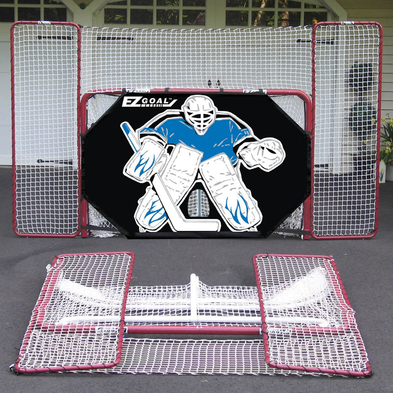 EZ Goal Folding Hockey Goal Net w/ Backstop, Targets, & Shooter Tutor (2 Pack)