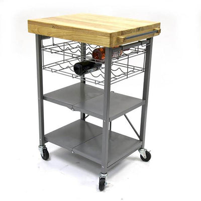 Origami 3 Shelf Kitchen Island Bar Cart with Double Wine Rack Bottle Holder - VMInnovations