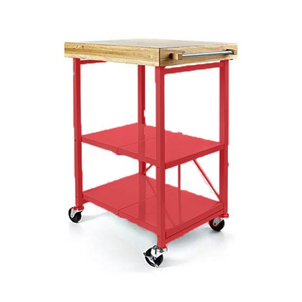 Origami 3 Shelf Kitchen Island Bar Cart with Double Wine Rack Bottle Holder - VMInnovations