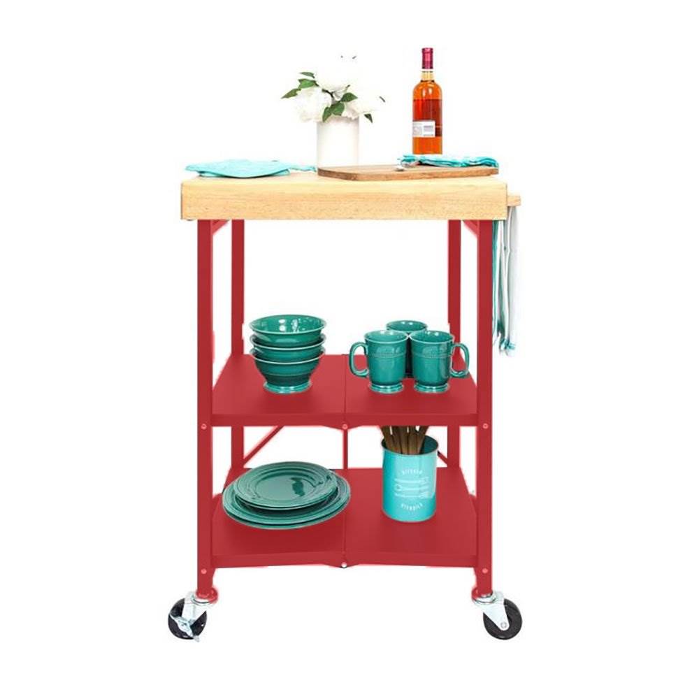 Origami 3 Shelf Kitchen Island Bar Cart with Double Wine Rack Bottle Holder - VMInnovations