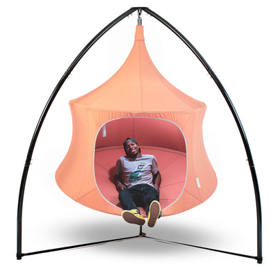 TreePod Cabana 6' Outdoor Tree Hanging Mesh Daybed Tent, Terracotta with Stand