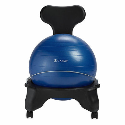 Gaiam Classic Gym Yoga Exercise Fitness Balance Ball Office Desk Chair, Blue