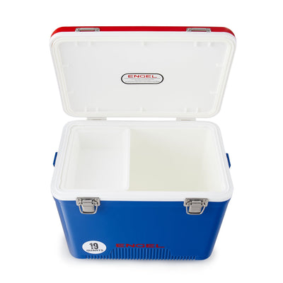 Engel 19 Qt. 32 Can Airtight Odor Resistant Insulated Cooler, Red/Blue (2 Pack)