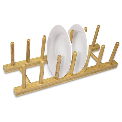 Home Basics DR01036 14 Inch Wooden Bamboo Countertop Dish Drainer Drying Rack