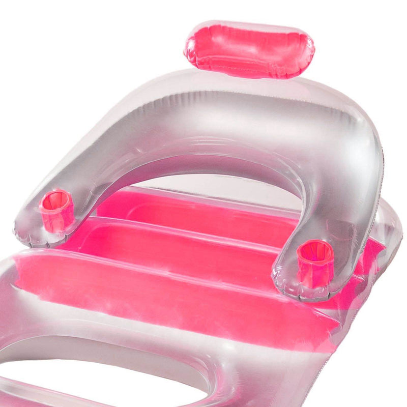 Swimline Swimming Pool Inflatable Floating Lounger Chair with Cupholders, Pink