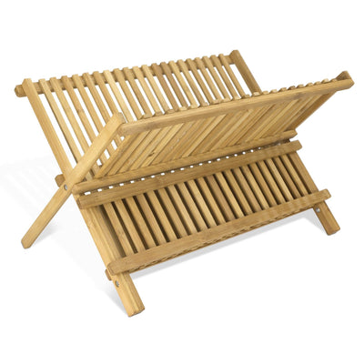 Home Basics Bamboo Dish Drainer & Dish Drying Rack & Cooking Utensil Holder