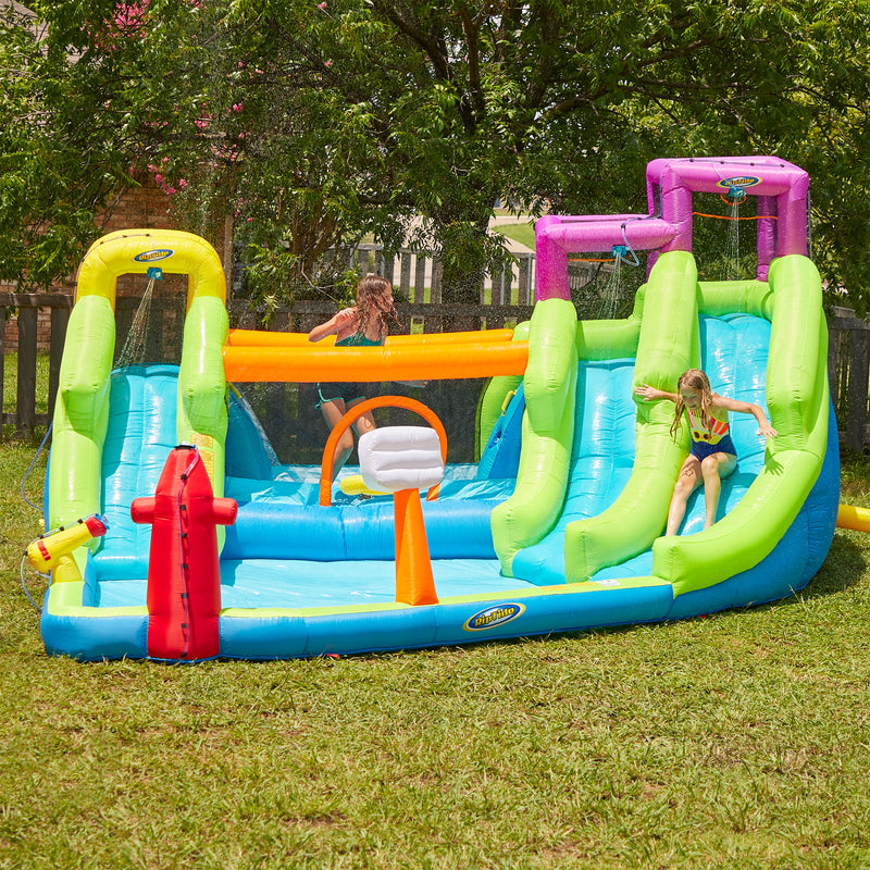 RipTide Triple Fun Inflatable PVC Water Park with 3 Slides & Obstacle Course