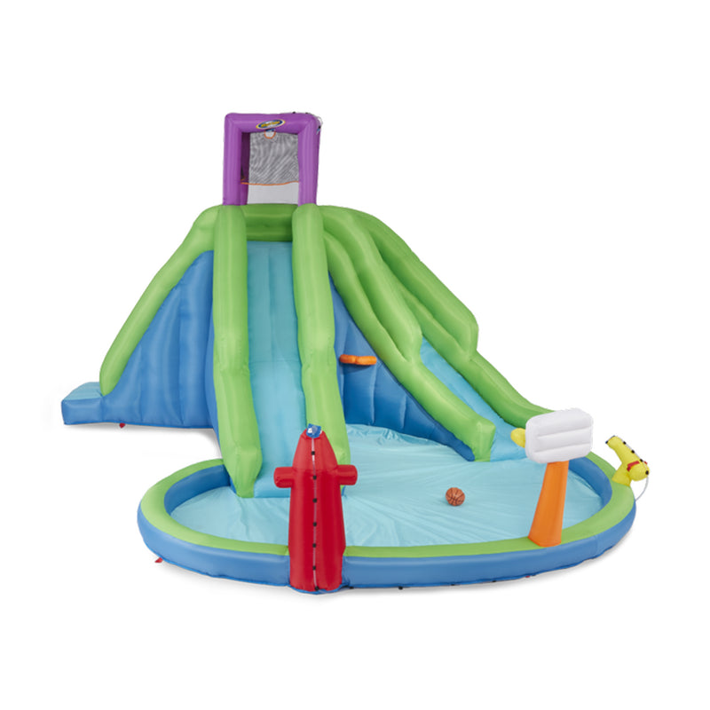 Magic Time Adventure Falls Inflatable Water Park with 2 Slides & Basketball Hoop