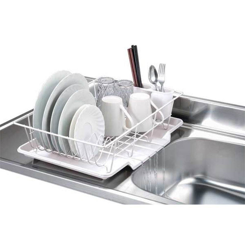Home Basics DD30234 Vinyl Wire Kitchen Sink Dish Drainer Rack, White (2 Pack)