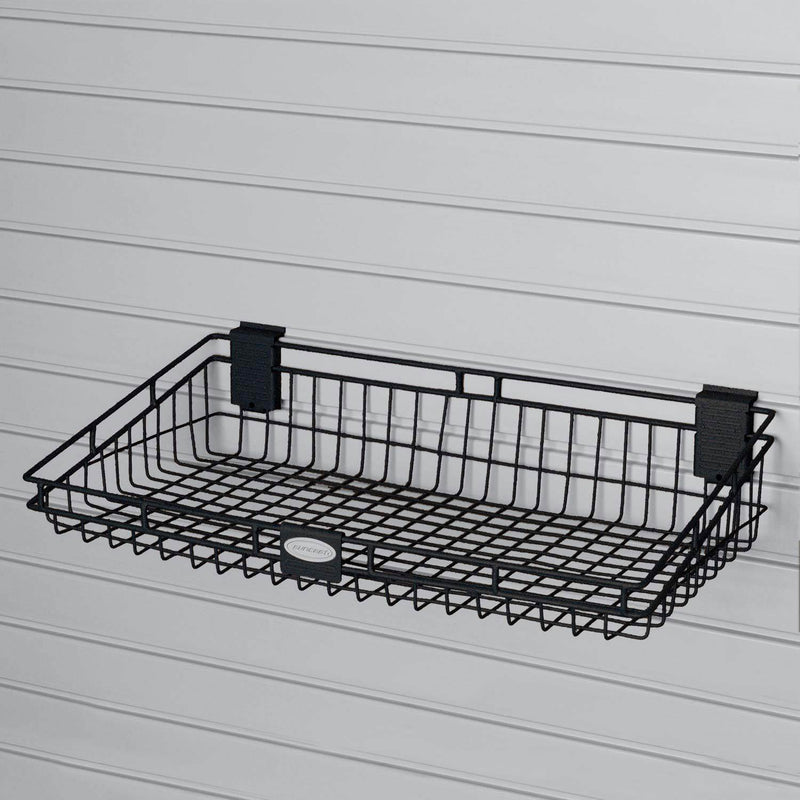 Suncast Storage Trends 12 Inch x 24 Inch Mounted Wire Organizer Basket, Black