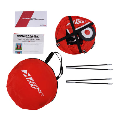 Rukket Sports Indoor/Outdoor Pop-Up Practice Swing Training Golf Target Net, Red