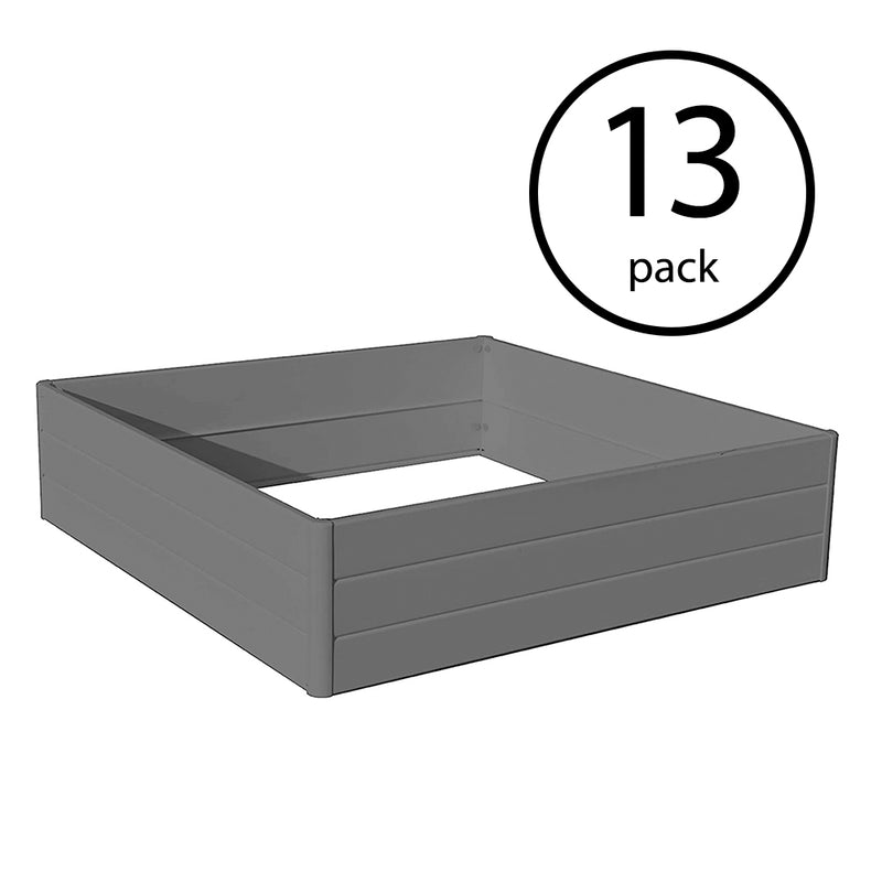 NuVue 44 In Square Extra Tall Raised PVC Garden Planter Deck Box, Gray (13 Pack)