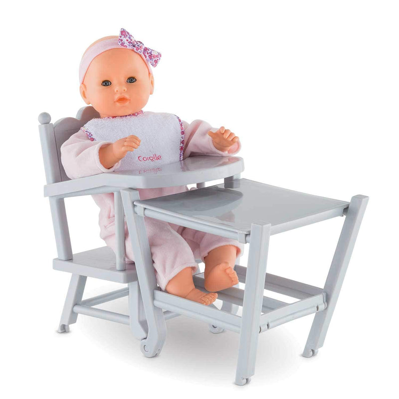 Corolle Mon Grand Poupon Adjustable Toy High Chair for 14 to 17 Inch Baby Dolls