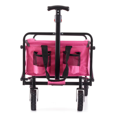 Seina Steel Compact Collapsible Folding Outdoor Portable Utility Cart, Pink
